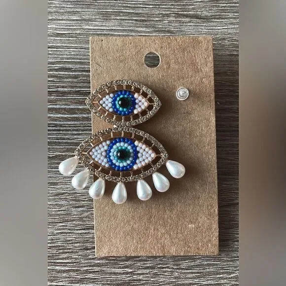 Evil eye earring drop A467 - Picture 4 of 4